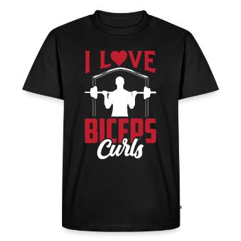 J’adore biceps boucles dictons muscles biceps - T-shirt Premium bio Homme - noir - Devant - Nico (187cm)