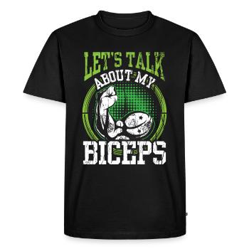 Parlons de mon entraînement de boucles musculaires biceps - T-shirt Premium bio Homme - noir - Devant - Nico (187cm)