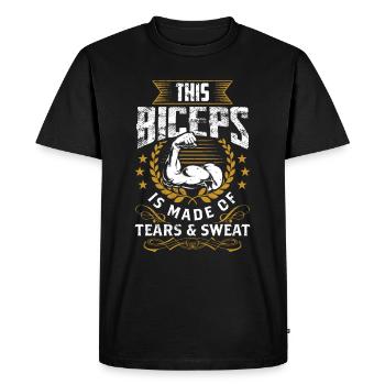 Ce biceps est fait de larmes et de sueur - T-shirt Premium bio Homme - noir - Devant - Nico (187cm)