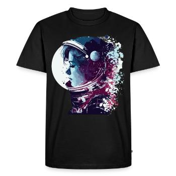 Astronaut Woman Space Astronomy Aerospace Lover - Men's Premium Organic T-Shirt - black - Front - Nico (187cm)