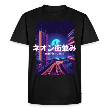Japonais Vaporwave City Futurisme Cyber Vaporwave A - T-shirt Premium bio Homme - noir - Devant - Nico (187cm)