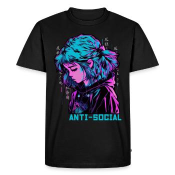 Anti social Vaporwave Triste Anime Fille Japonais Aest - T-shirt Premium bio Homme - noir - Devant - Nico (187cm)