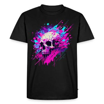 Vaporwave Skull Urban Aesthetic Pastel Goth Street - Men's Premium Organic T-Shirt - black - Front - Nico (187cm)