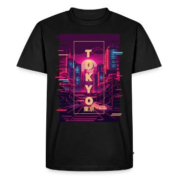 Tokyo Japanese Vaporwave City Pop Urban Synthwave - Men's Premium Organic T-Shirt - black - Front - Nico (187cm)