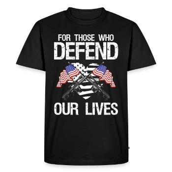 Soldat pour ceux qui défendent nos vies Militaire - T-shirt Premium bio Homme - noir - Devant - Nico (187cm)
