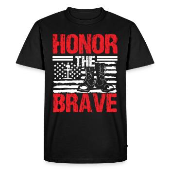 Soldat honore le brave vétéran de l’armée militaire - T-shirt Premium bio Homme - noir - Devant - Nico (187cm)