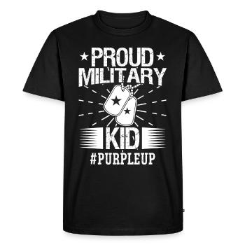 Soldat fier de l’enfant militaire #purpleup armée militaire - T-shirt Premium bio Homme - noir - Devant - Nico (187cm)