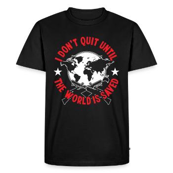 Soldat n’abandonne pas jusqu’à ce que le monde soit sauvé Militär - T-shirt Premium bio Homme - noir - Devant - Nico (187cm)