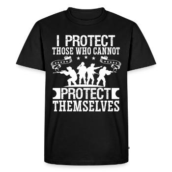 Le soldat protège ceux qui ne peuvent pas militairement - T-shirt Premium bio Homme - noir - Devant - Nico (187cm)