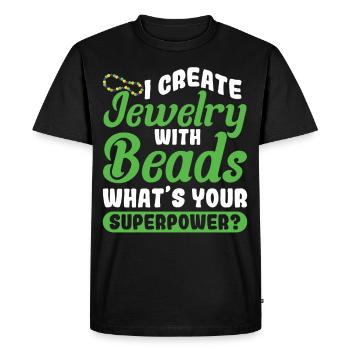 Perle Perle Broderie Bijoutier Fabricant de bijoux - T-shirt Premium bio Homme - noir - Devant - Nico (187cm)