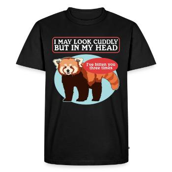 Panda roux Panda roux | Cadeau Pandas Rouges - T-shirt Premium bio Homme - noir - Devant - Nico (187cm)