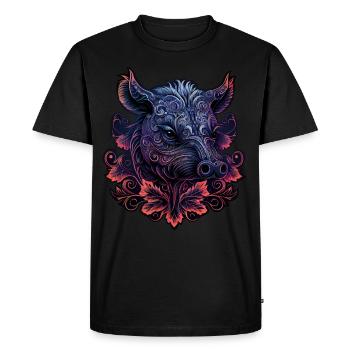 Chinese Lunar New Year Zodiac Pig Astrology Boar - Men's Premium Organic T-Shirt - black - Front - Nico (187cm)