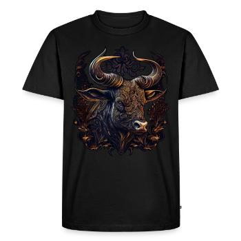 Ox Zodiac Animal Chinese Astrology Horoscope - Men's Premium Organic T-Shirt - black - Front - Nico (187cm)