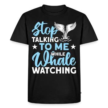 Observation des baleines Observation des baleines Orques Bleu Baleine - T-shirt Premium bio Homme - noir - Devant - Nico (187cm)