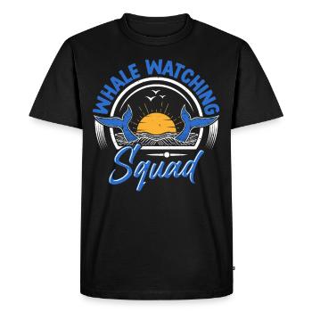 Observation des baleines Observation des baleines Orques Bleu Baleine - T-shirt Premium bio Homme - noir - Devant - Nico (187cm)