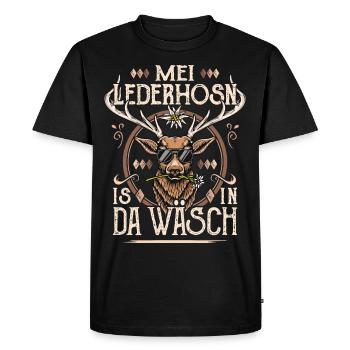 Trachtenshirt Herren Trachten T-Shirt Lederhose - Männer Premium Bio T-Shirt - Schwarz - Vorne - Nico (187cm)