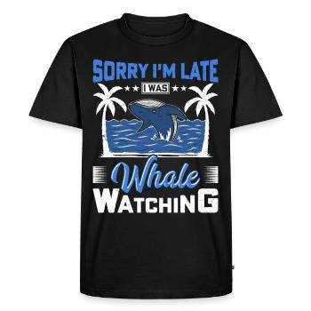 Observation des baleines Observation des baleines Orques Bleu Baleine - T-shirt Premium bio Homme - noir - Devant - Nico (187cm)