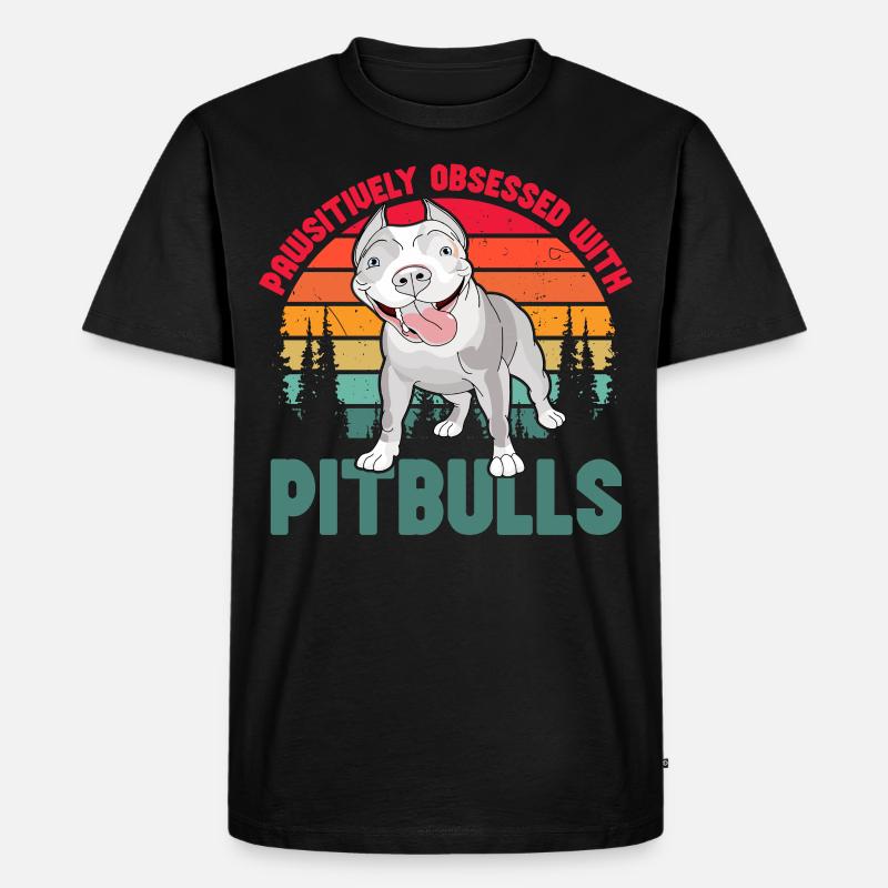 Pawsitivley obsessed with Pitbulls - Männer Premium Bio T-Shirt - Schwarz
