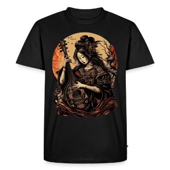 Ancienne divinité japonaise Benzaiten bouddhiste Shinto Kami - T-shirt Premium bio Homme - noir - Devant - Nico (187cm)