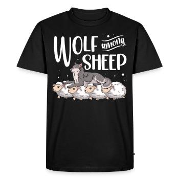 Loup Parmi les moutons Loups Animal Loup-garou Loup - T-shirt Premium bio Homme - noir - Devant - Nico (187cm)