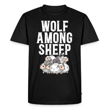 Loup parmi les moutons loups animal loup-garou loup-garou Loup amoureux - T-shirt Premium bio Homme - noir - Devant - Nico (187cm)