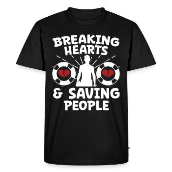 Sauveteur Briser les cœurs et sauver les gens - T-shirt Premium bio Homme - noir - Devant - Nico (187cm)