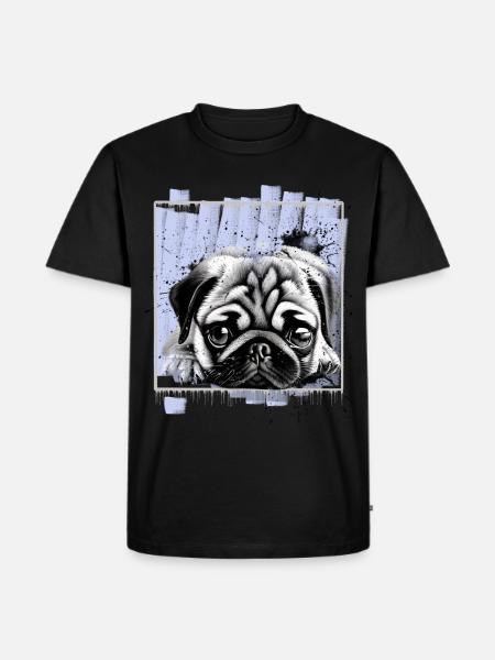 Mops Hund - Männer Premium Bio T-Shirt - Schwarz