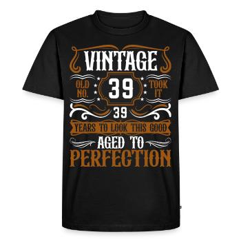 39th Birthday Vintage Retro - Men's Premium Organic T-Shirt - black - Front - Nico (187cm)