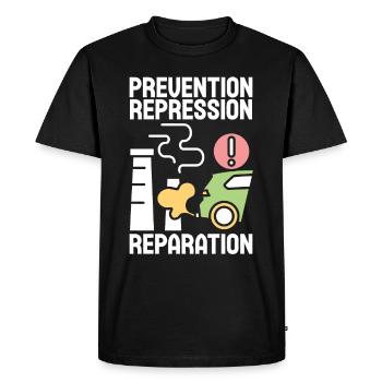 Activisme environnemental Prévention Répression Réparations - T-shirt Premium bio Homme - noir - Devant - Nico (187cm)