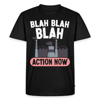 Activisme environnemental Blah Action Now Protection de l’environnement Terre - T-shirt Premium bio Homme - noir - Devant - Nico (187cm)