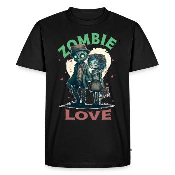 Zombie Love Cute Horror Undead Couple Valentine’s - T-shirt Premium bio Homme - noir - Devant - Nico (187cm)