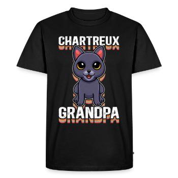 Chartreux Grandpa Carthusian Cat Gift - Men's Premium Organic T-Shirt - black - Front - Nico (187cm)