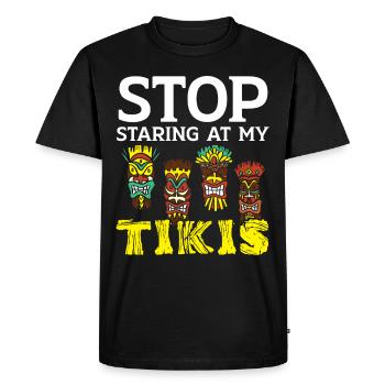 Arrête de regarder mon tikis Luau Party Tiki B - T-shirt Premium bio Homme - noir - Devant - Nico (187cm)