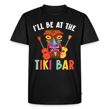 Je serai au tiki bar hawaïen luau - T-shirt Premium bio Homme - noir - Devant - Nico (187cm)