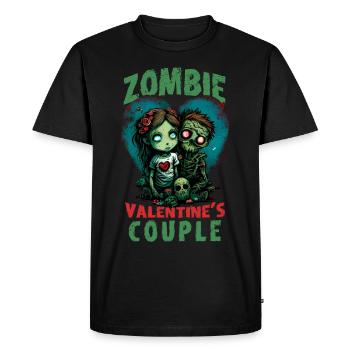 Zombie Valentines Couple Cute Anime Chibi Zombies - Men's Premium Organic T-Shirt - black - Front - Nico (187cm)