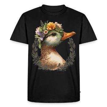 Duck Flower Crown Floral Farm Animal Ducks - Men's Premium Organic T-Shirt - black - Front - Nico (187cm)