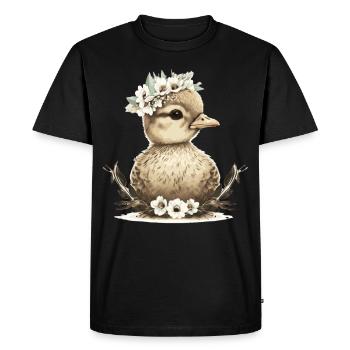 Baby Duck Flower Crown Duckling Floral Farm Animal - Men's Premium Organic T-Shirt - black - Front - Nico (187cm)