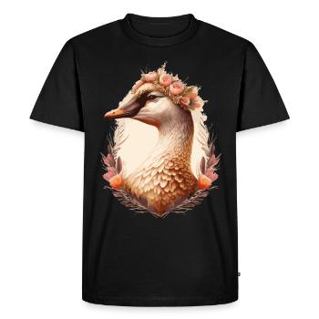 Couronne de fleurs oie Floral Ferme Animal de compagnie - T-shirt Premium bio Homme - noir - Devant - Nico (187cm)