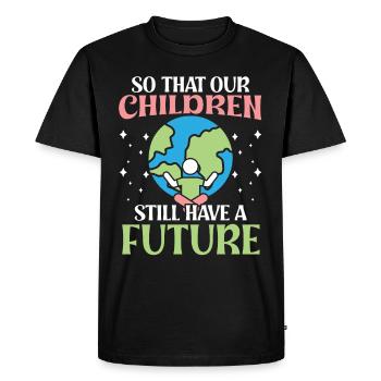 Activisme environnemental pour que les enfants aient une Terre d’avenir - T-shirt Premium bio Homme - noir - Devant - Nico (187cm)