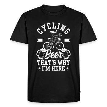 Le vélo et la bière, c’est pourquoi je fais du vélo ici - T-shirt Premium bio Homme - noir - Devant - Nico (187cm)