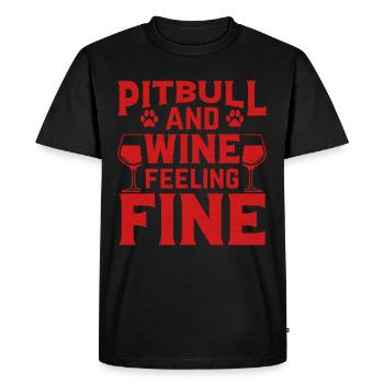 Pitbull et vin se sentent bien - T-shirt Premium bio Homme - noir - Devant - Nico (187cm)