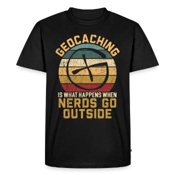 Geocaching is what happens when nerds are looking for - Men's Premium Organic T-Shirt - black - Front - Nico (187cm)