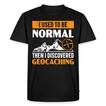 I used to be normal, then I discovered geocaching - Men's Premium Organic T-Shirt - black - Front - Nico (187cm)