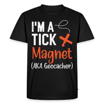 I'm a tick magnet AKA Geocacher Geocaching - Men's Premium Organic T-Shirt - black - Front - Nico (187cm)