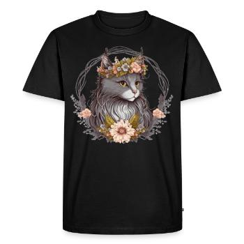 Mignon chaton de la couronne de fleur de chat de la forêt norvégienne chaton - T-shirt Premium bio Homme - noir - Devant - Nico (187cm)