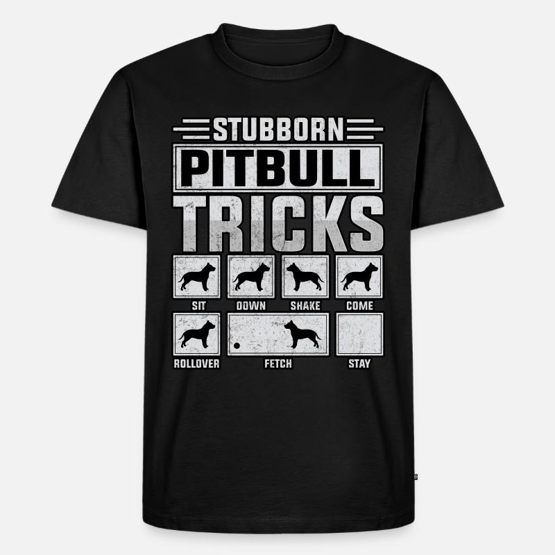 Stubborn pitbull tricks - Männer Premium Bio T-Shirt - Schwarz
