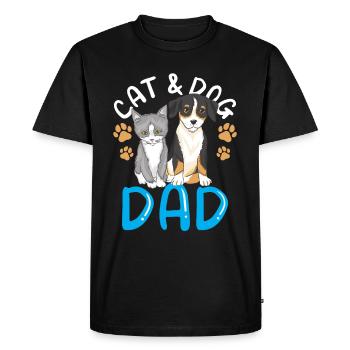 Chat et chien papa garçon type chat amoureux - T-shirt Premium bio Homme - noir - Devant - Nico (187cm)