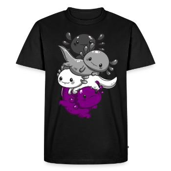 Subtil Asexual Kawaii Axolotl Pride Flag - T-shirt Premium bio Homme - noir - Devant - Nico (187cm)