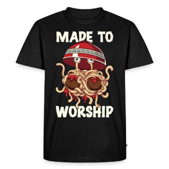 Flying Spaghetti Monster FSM Pastafarian - Men's Premium Organic T-Shirt - black - Front - Nico (187cm)