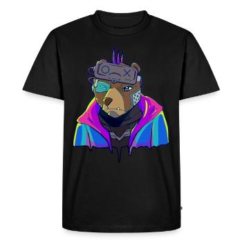 Cyber Vaporwave Esthétique Futuriste Ours - T-shirt Premium bio Homme - noir - Devant - Nico (187cm)
